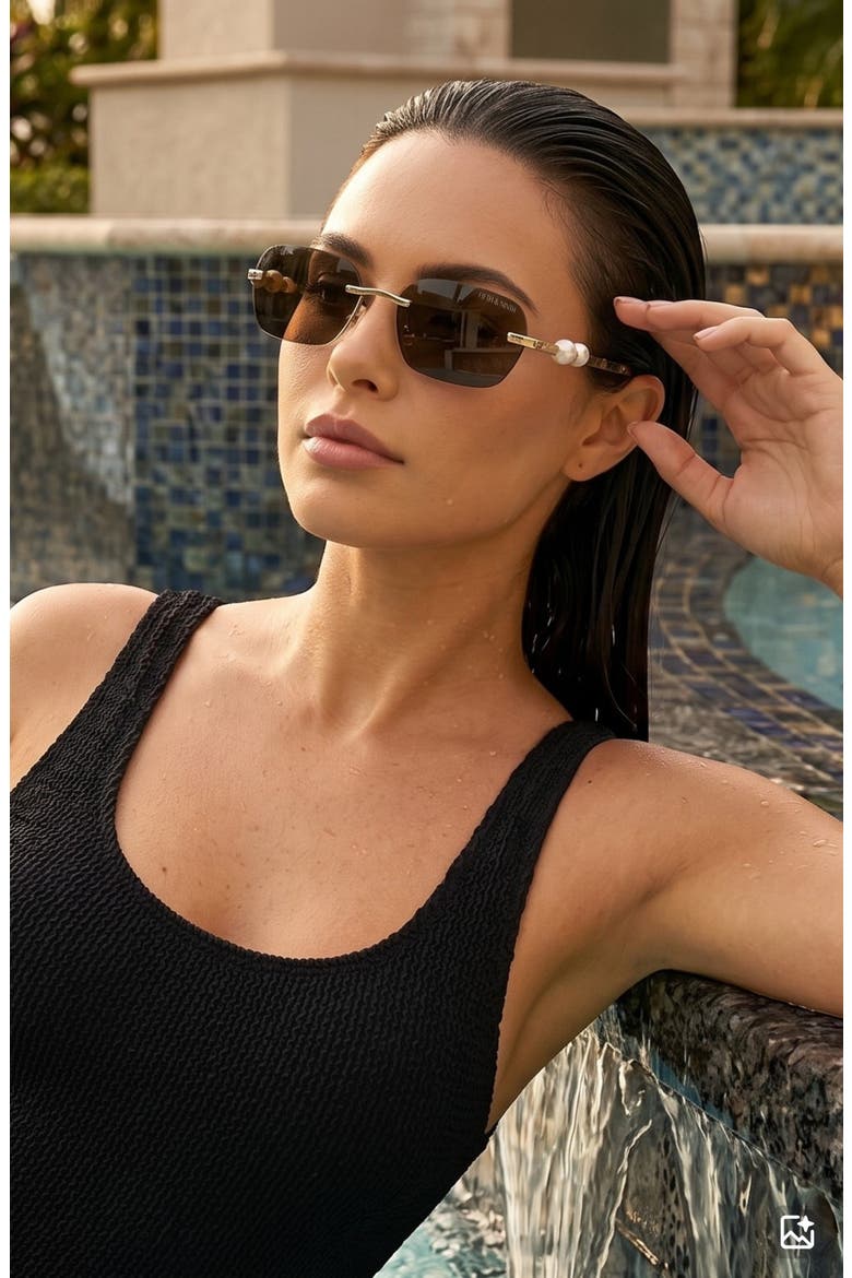 Perla 57mm Rectangular Sunglasses, Alternate, color, TORTE/ BROWN