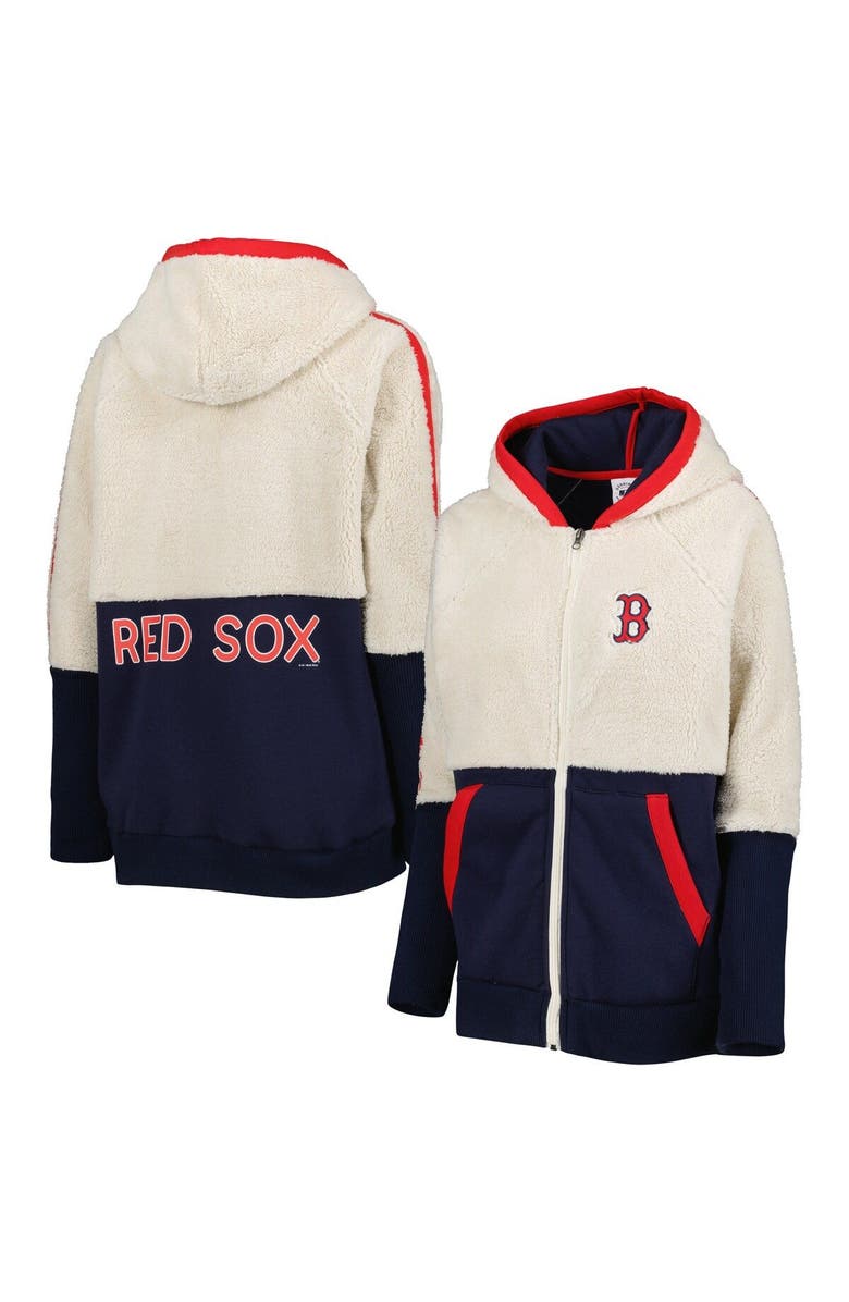 G-III 4HER BY CARL BANKS Women's G-III 4Her by Carl Banks Oatmeal/Navy Boston Red Sox Shuffle It Raglan Full-Zip Hoodie, Main, color, Oatmeal