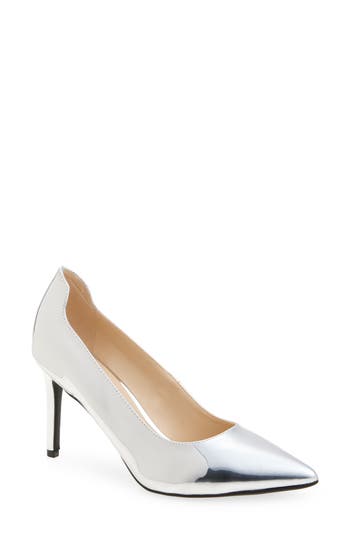 Shop Nine West Edden Pointed Toe Pump In Silver