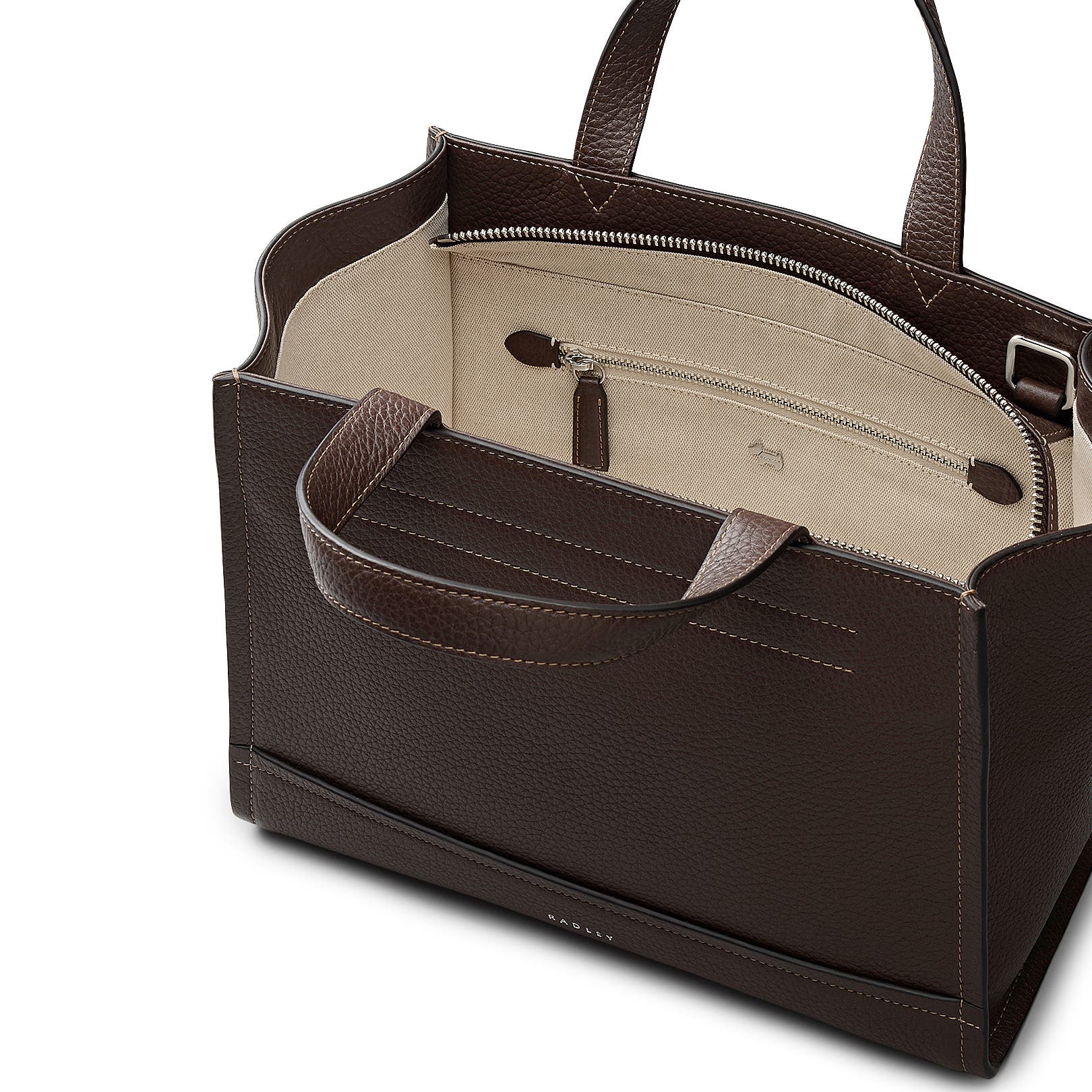 Radley Oak Street Medium Ziptop Satchel Bag, Alternate, color, Dark Oak