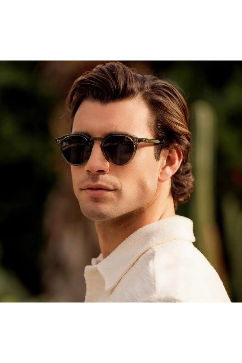 Ralph - 48mm Geometric Round Polarized Sunglasses, Alternate, color, Crystal Agave Green