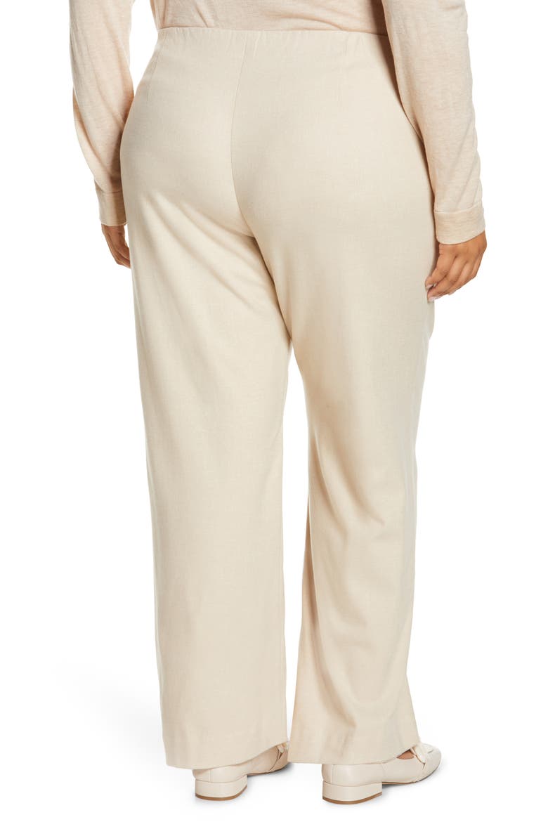 Flannel Pull-On Wide Leg Pants, Alternate, color, LIGHT OAT