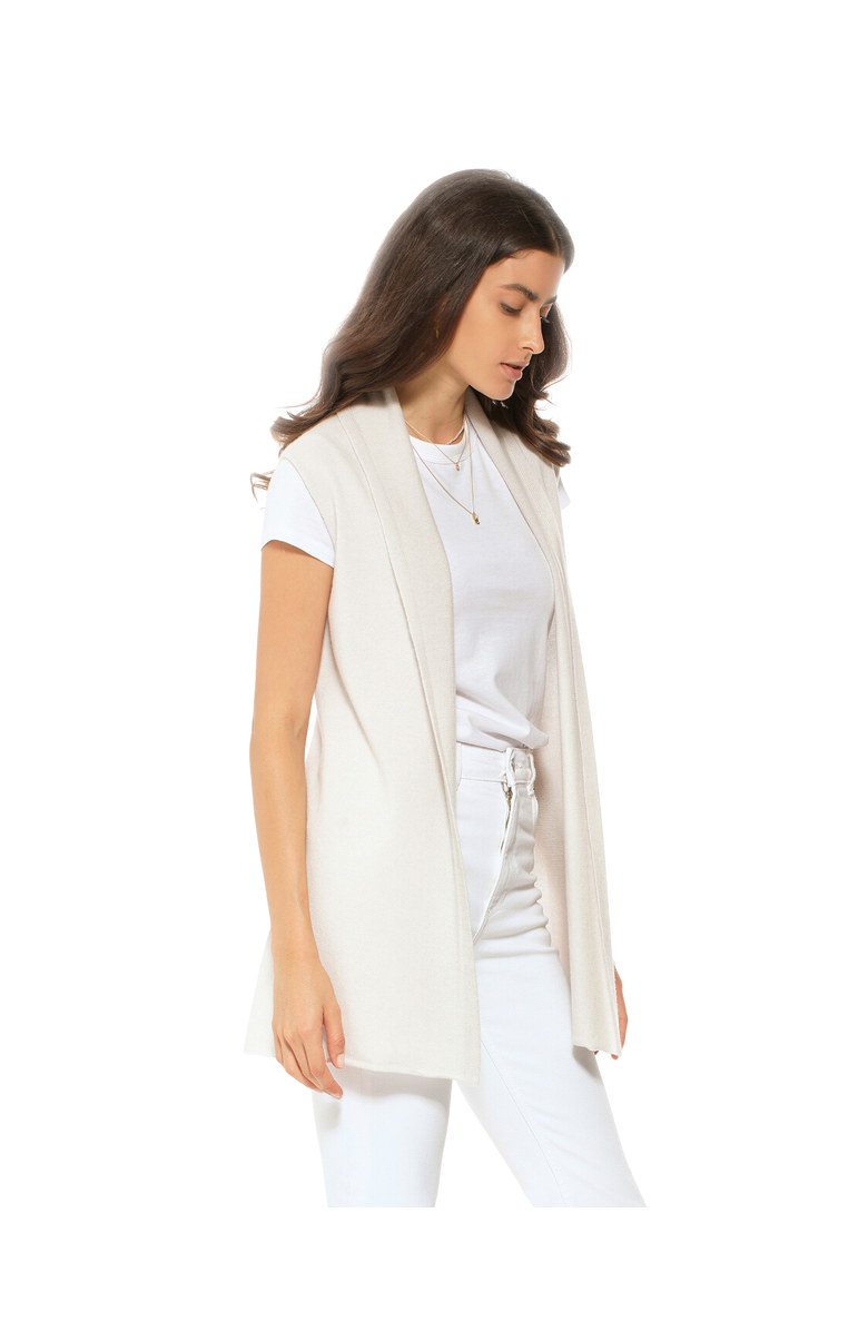 Monticelli Cashmere Pure Cashmere Sleeveless Long Open Front Cardigan, Alternate, color, Charcoal