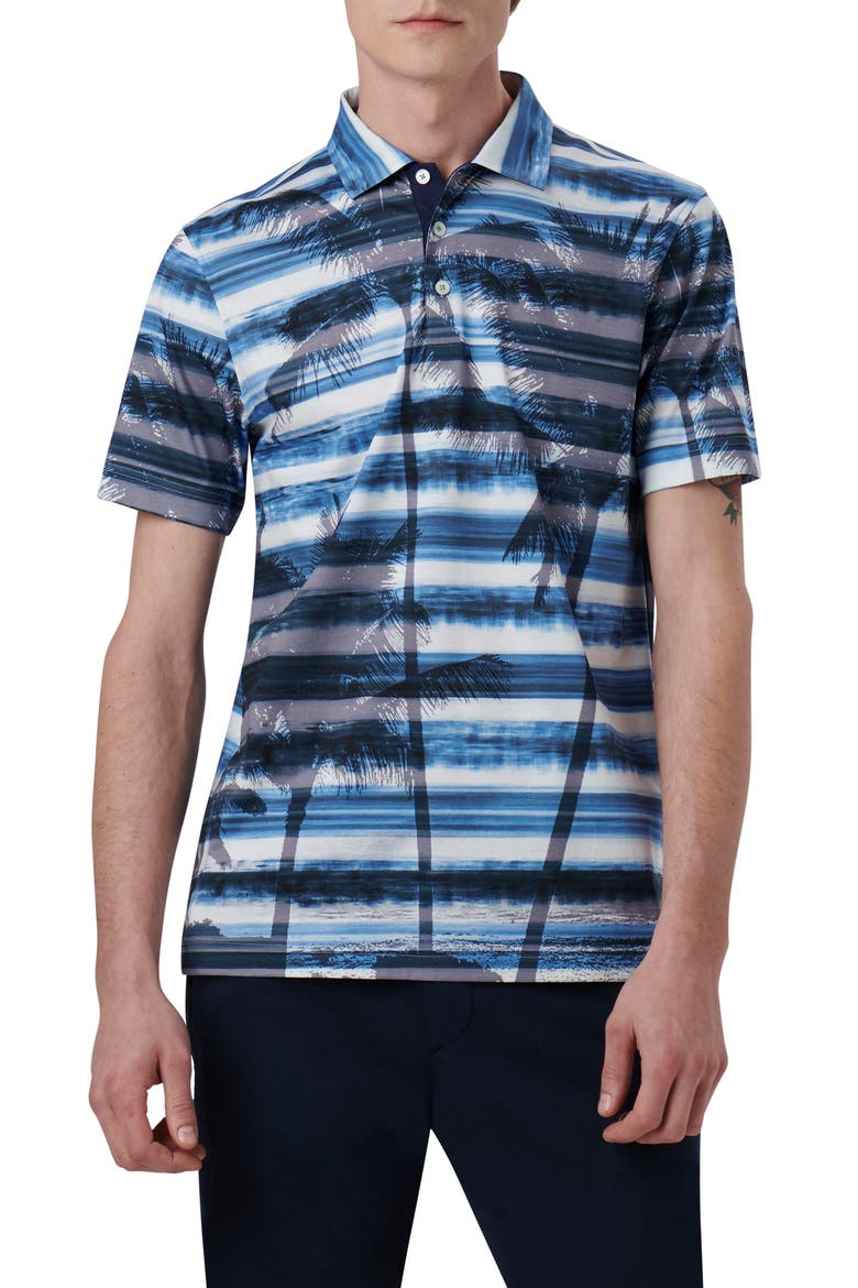 Hendrix Digital Print Pima Cotton Polo, Main, color, AZURE
