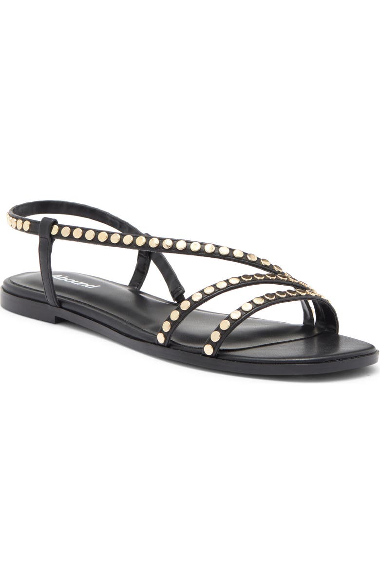 Abound Rora Flat Stud Sandal, Main, color, Black