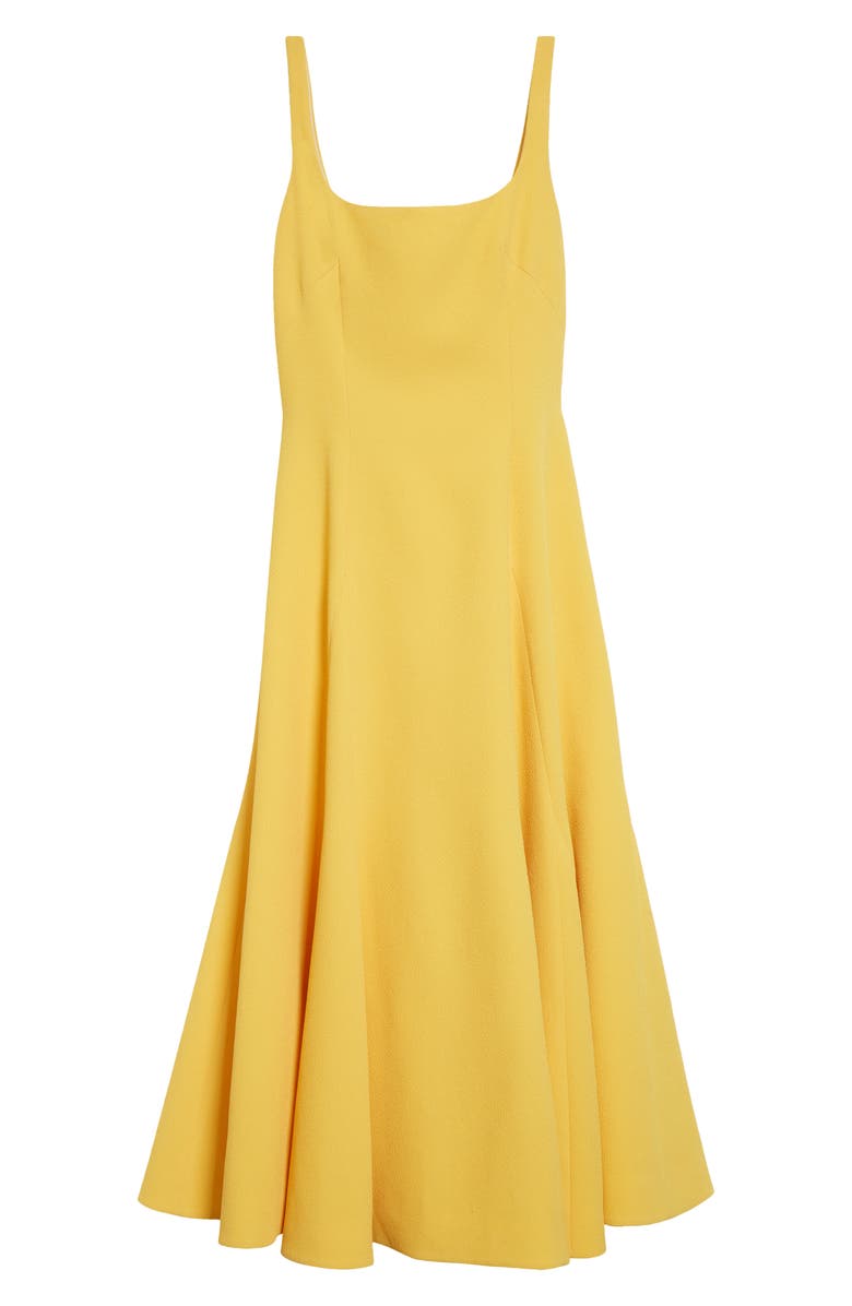 Emilia Wickstead Neith Square Neck Sleeveless Fit & Flare Dress, Alternate, color, Custard