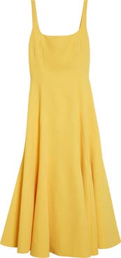 Emilia Wickstead Neith Square Neck Sleeveless Fit & Flare Dress