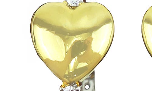 Panacea Crystal & Heart Hoop Earrings In Two Tone