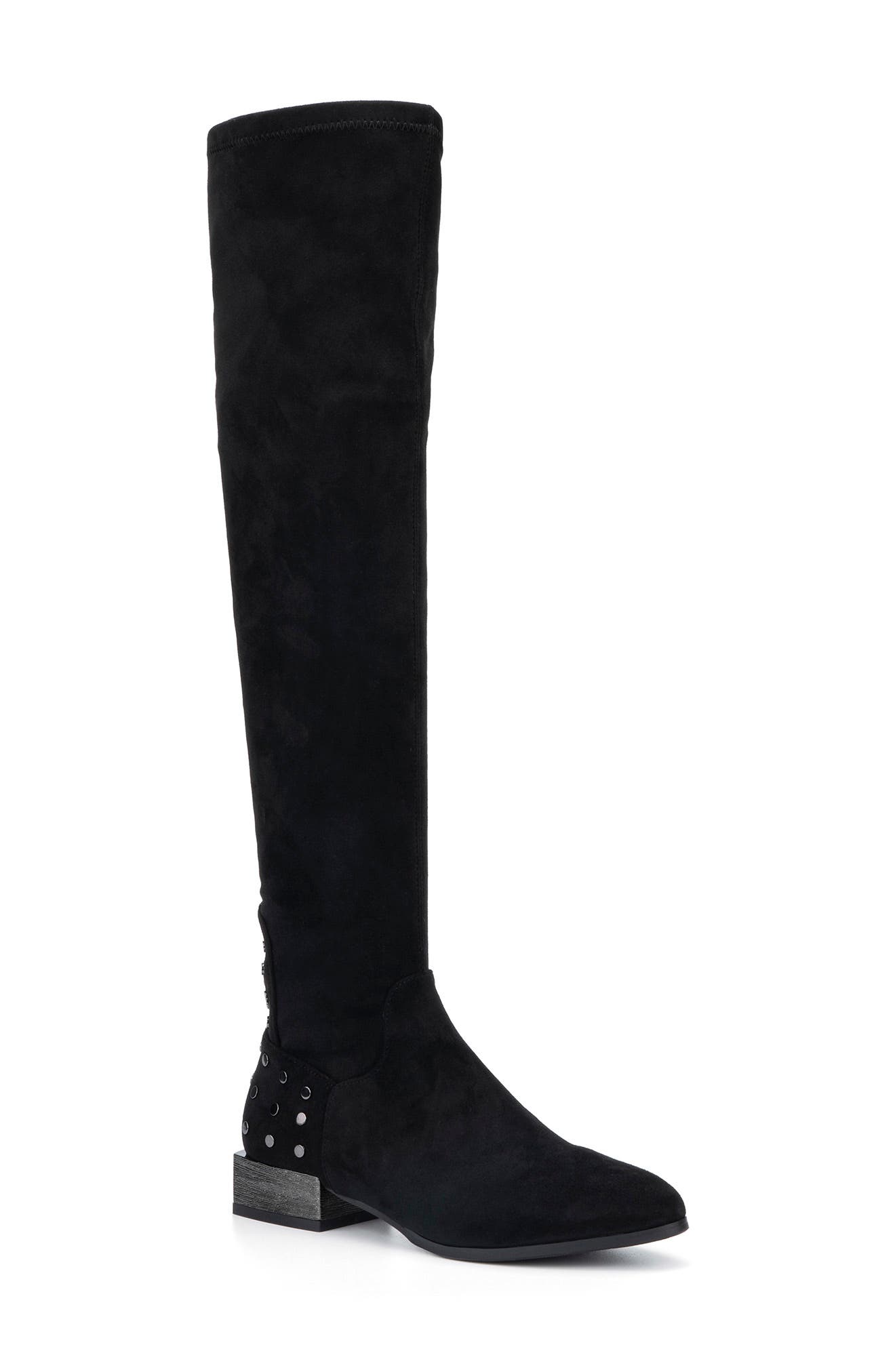 TORGEIS Jean Almond Toe Studded Heel Tall Boot, Main, color, 