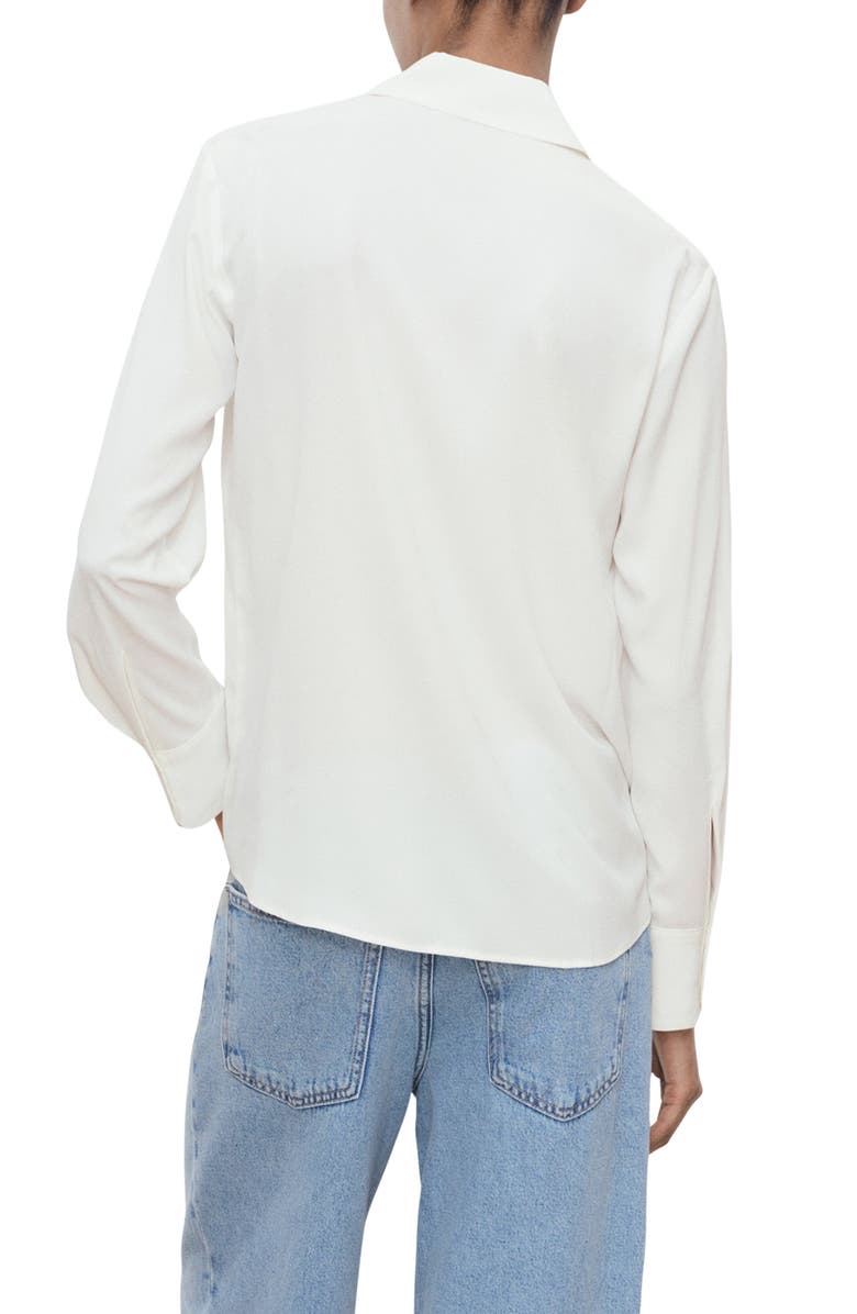 MANGO Print Button-Up Shirt, Alternate, color, Off White