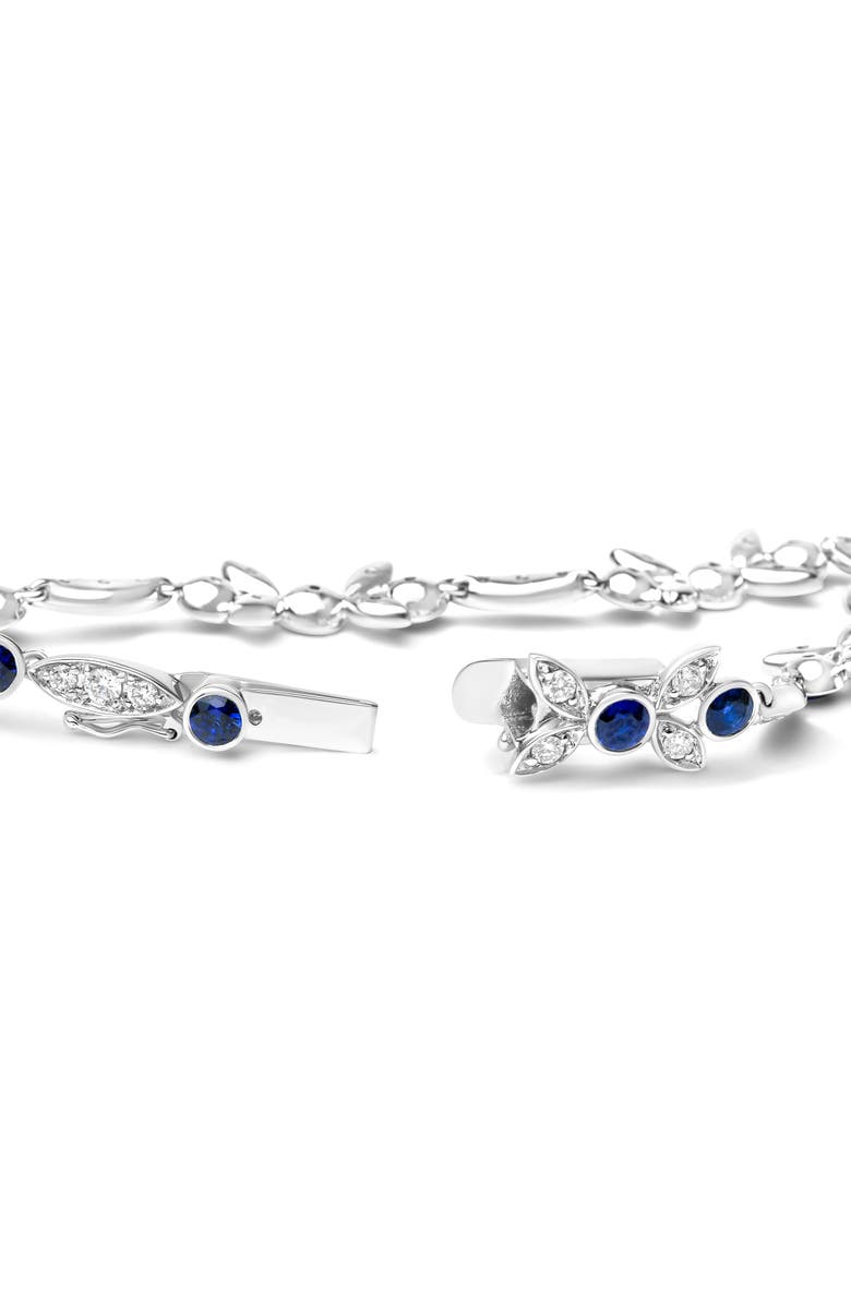 Haus of Brilliance 18K Gold 1 3/4 Cttw Diamond & Sapphire Floral Link Bracelet, Alternate, color, White