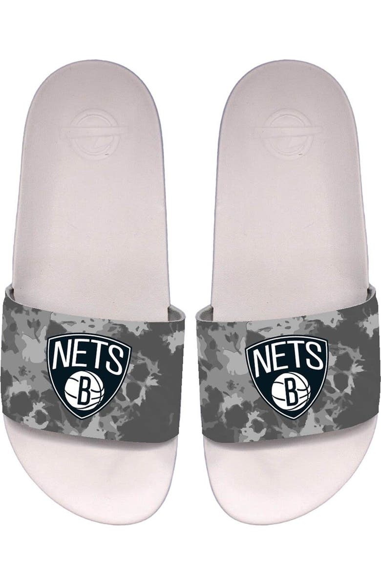 ISLIDE Unisex ISlide Brooklyn Nets Acid Wash Motto Slide Sandals, Main, color,