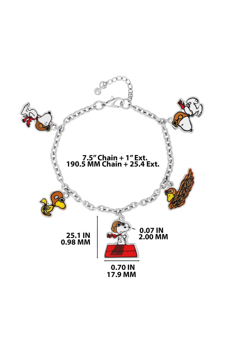 Snoopy & Friends Silver-Tone Charm Bracelet, Alternate, color, Silver