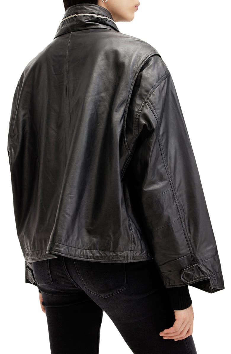 AllSaints Clay Leather Jacket, Alternate, color, Black