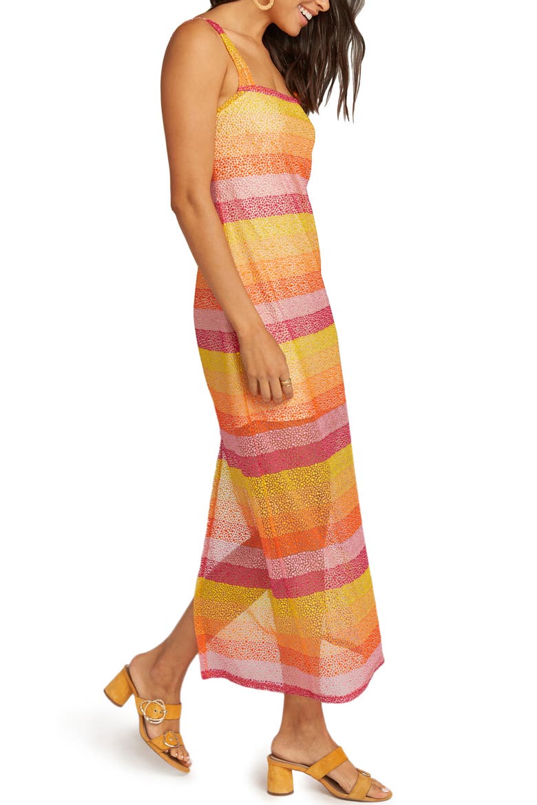 Harlowe Velvet Burnout Stripe Maxi Dress, Alternate, color, FIESTA SUNSET STRIPE