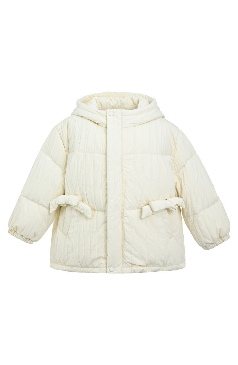 Mimi Tutu Bow Quilted Puffer Jacket, Main, color, Cream