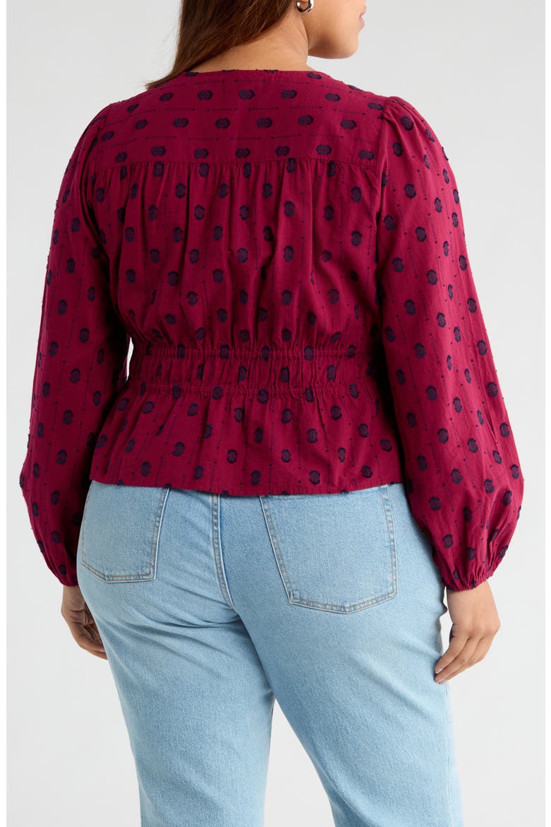 Tied Peplum Top, Alternate, color, BURGUNDY RHODE