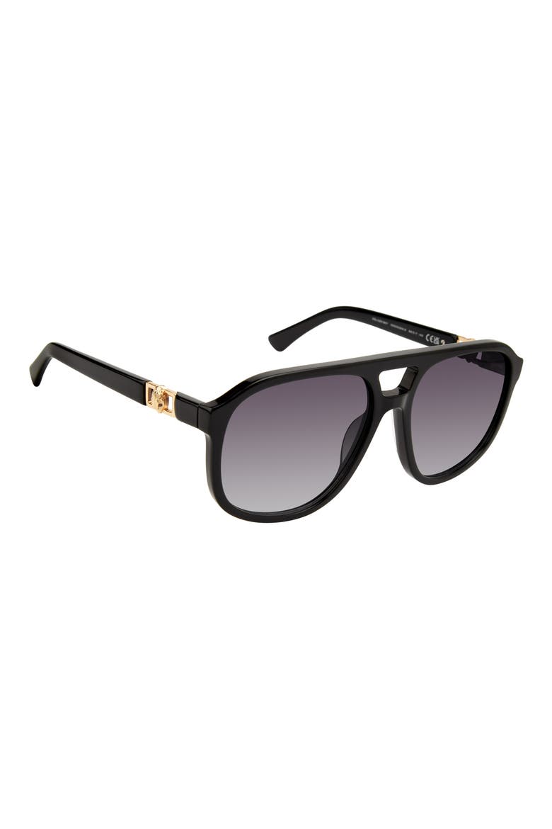 59mm Aviator Gradient Sunglasses, Alternate, color, BLACK/ SMOKE GRADIENT