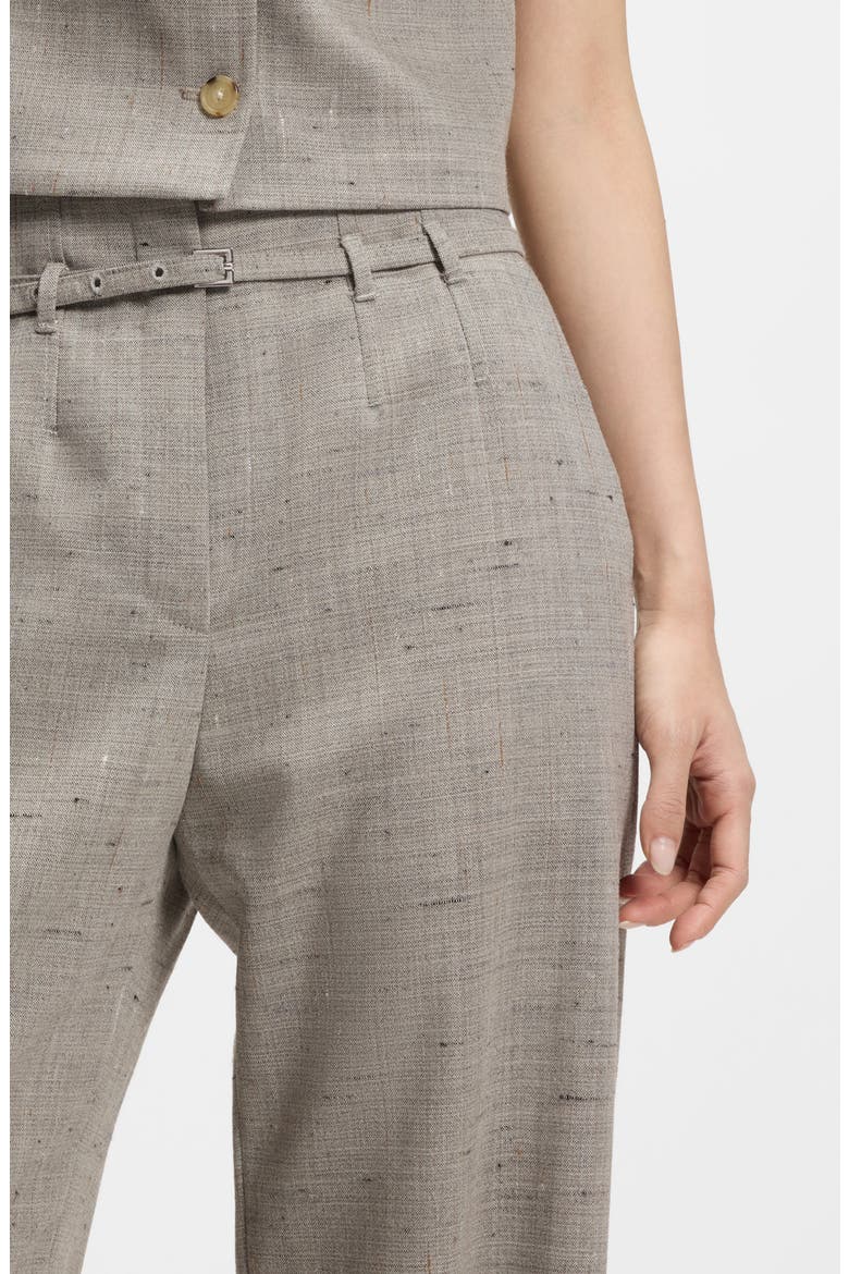 Tiana Belted High Waist Virgin Wool Blend Wide Leg Pants, Alternate, color, PUMICE WOOL TEXTURE