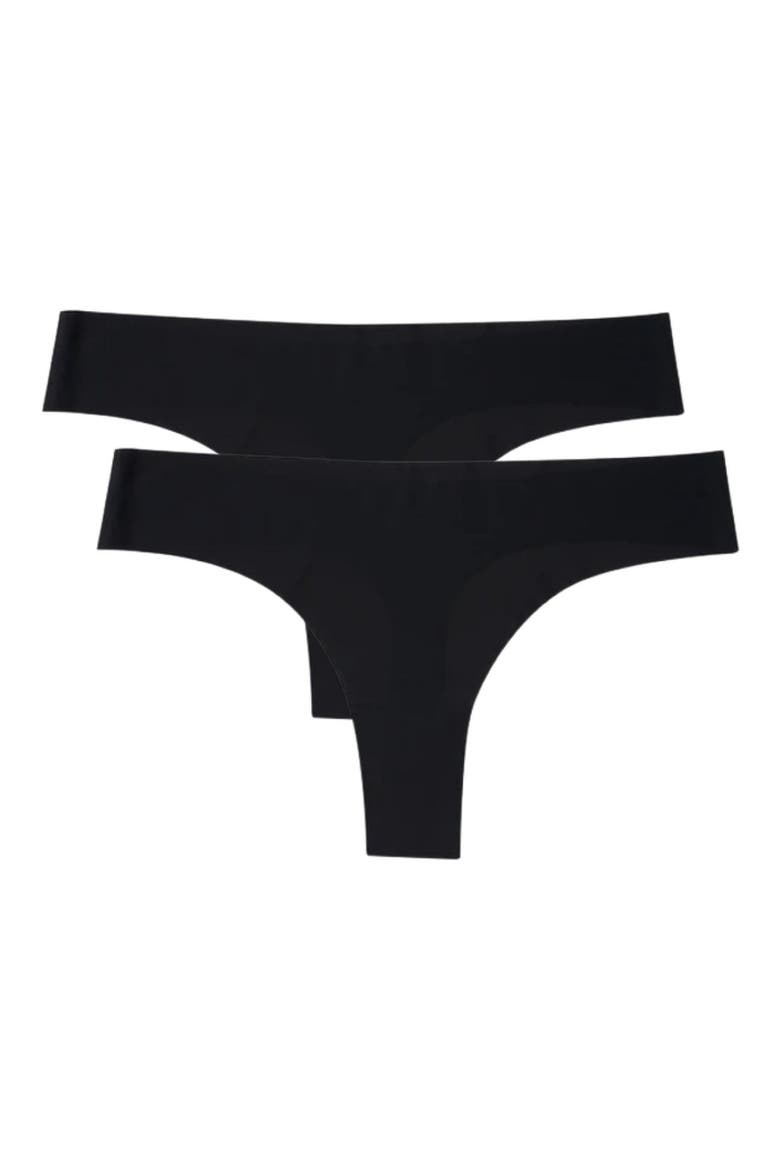 2-Pack Soft Seamless Thongs, Alternate, color, TAP SHOE BLACK