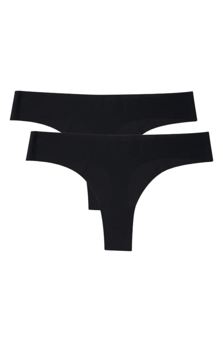 Uwila Warrior 2-Pack Soft Seamless Thongs, Alternate, color, Tap Shoe Black