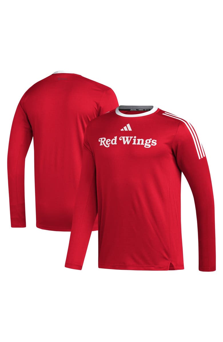 adidas Men's adidas Red Detroit Red Wings AEROREADY<sup>®</sup> Long Sleeve T-Shirt, Main, color, 