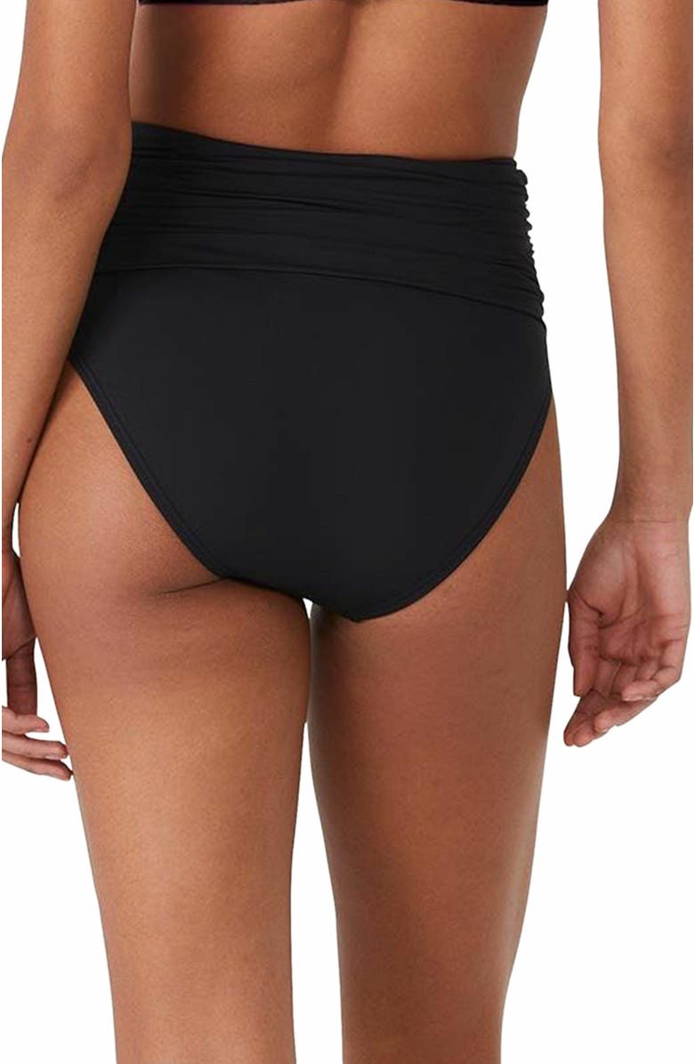 Kate Spade New York Shirred High Waist Bikini Bottom, Alternate, color, Black