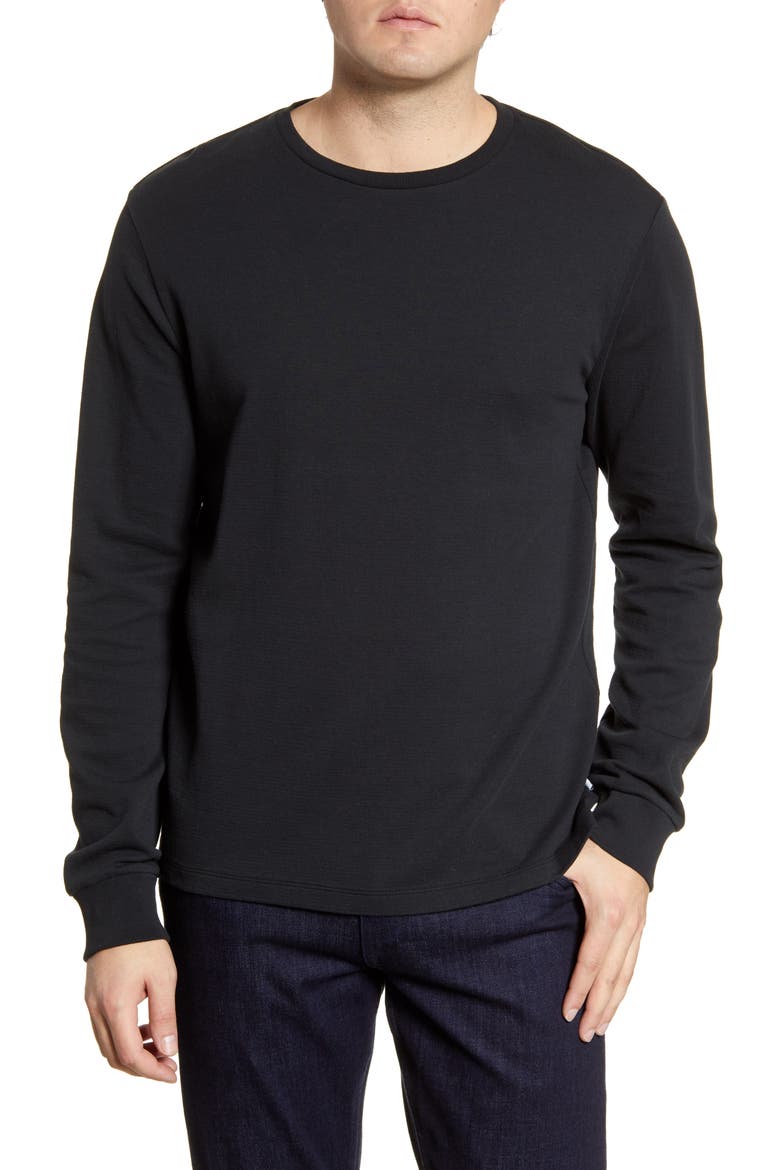 Duo Fold Long Sleeve Cotton T-Shirt, Main, color, NOIR