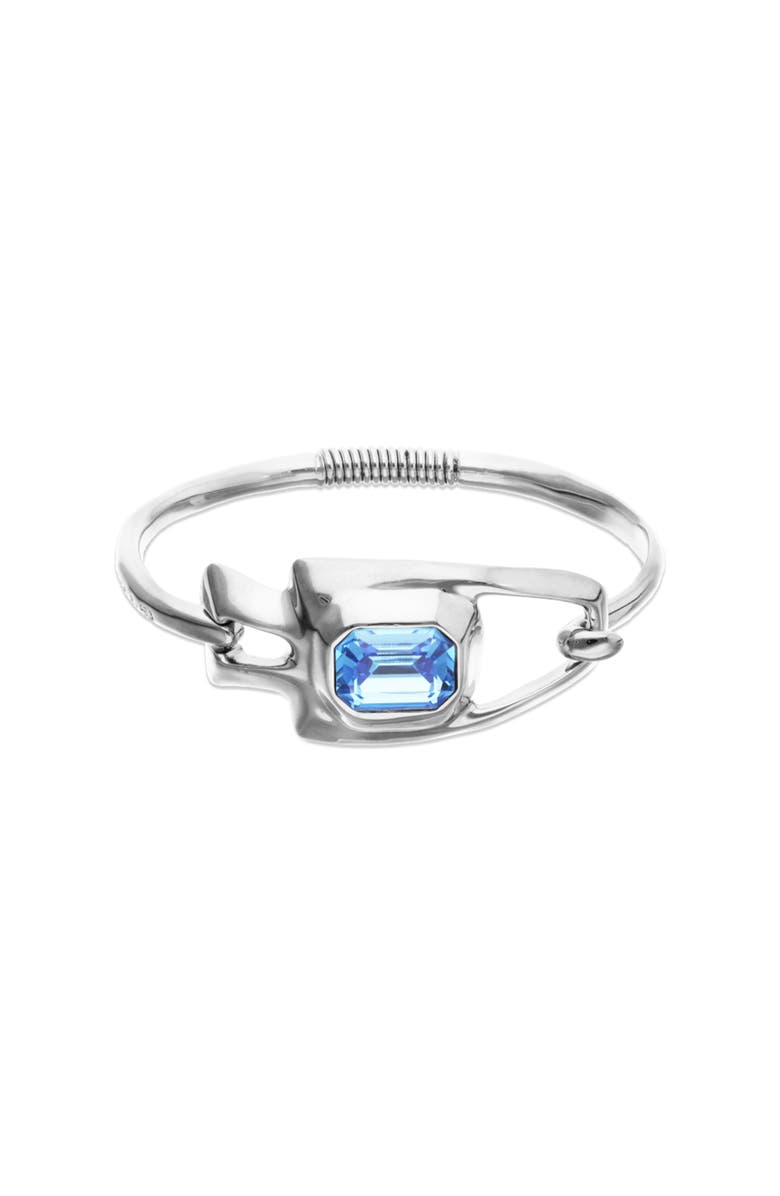 UNODE50 Silver-tone Sculptural Bracelet with Blue Crystal, Main, color, Silver