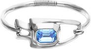 UNODE50 Silver-tone Sculptural Bracelet with Blue Crystal