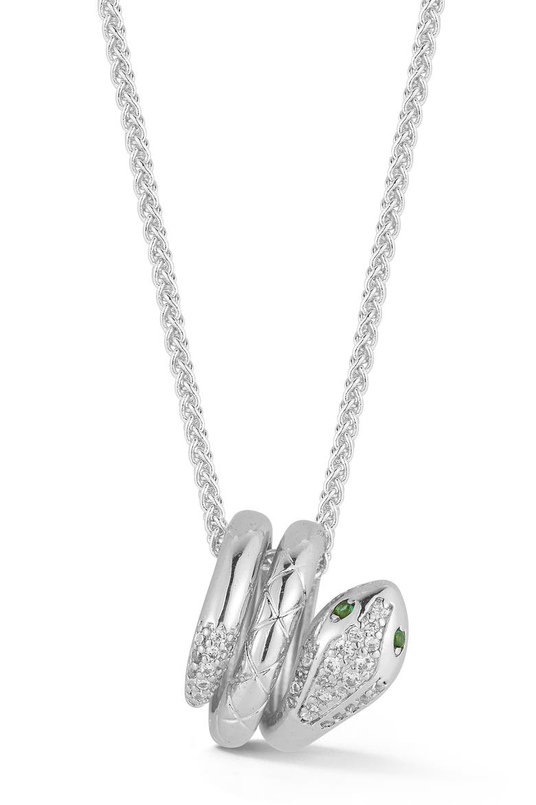 Coiled Snake Pendant Necklace, Main, color, SILVER