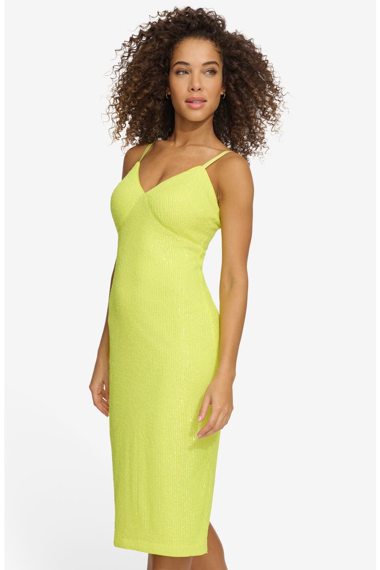 Sequin Mesh Sheath Dress, Alternate, color, CITRON