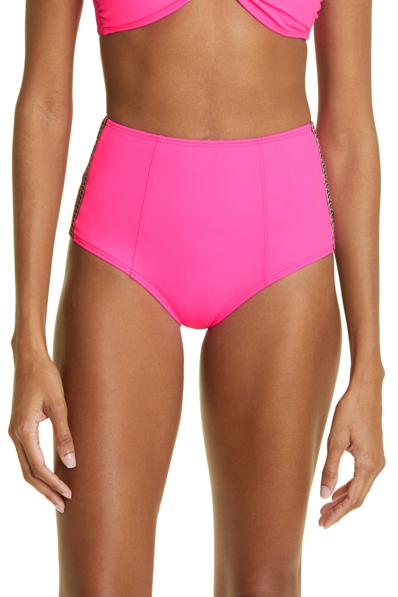 Lena High Waist Bikini Bottoms, Main, color, BRIGHT PINK