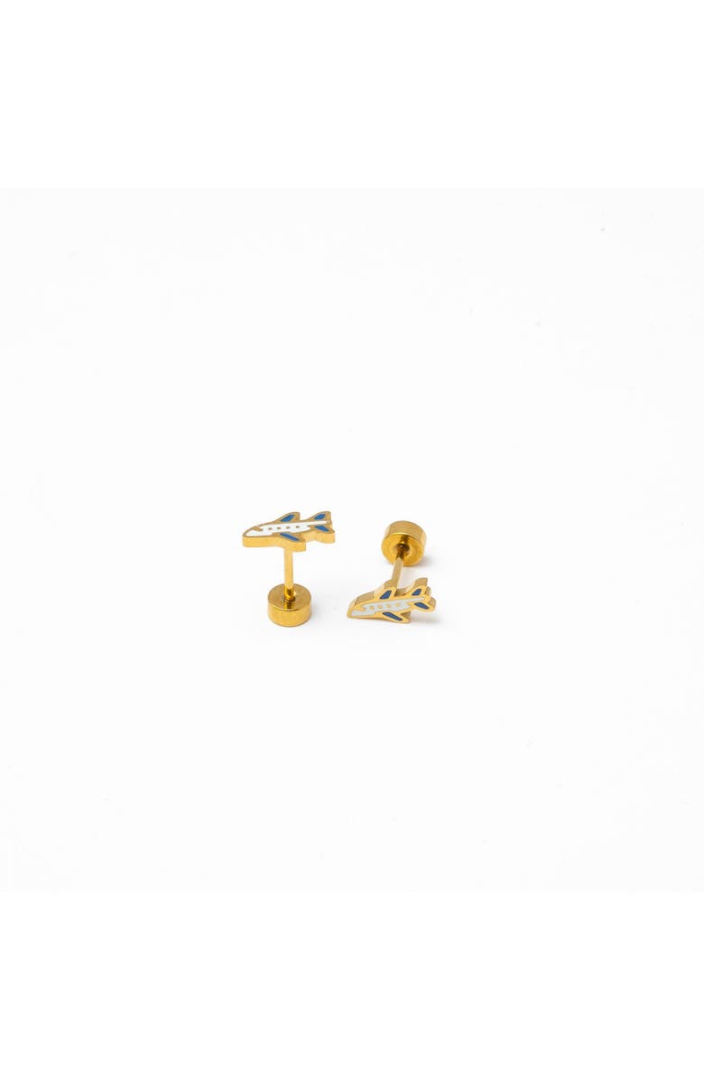 Pip Pop Airplane Stud Earrings, Main, color, White