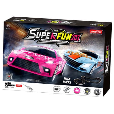 Superfun 203 1/43 Usb Power Slot Car Racing Set, 65x37 Inches