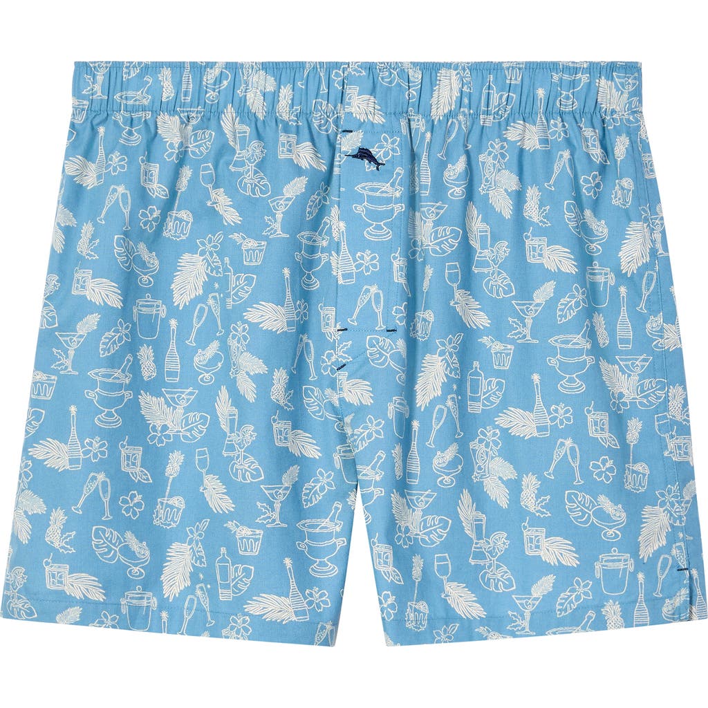 Tommy Bahama Woven Cotton Poplin Boxers In Blue