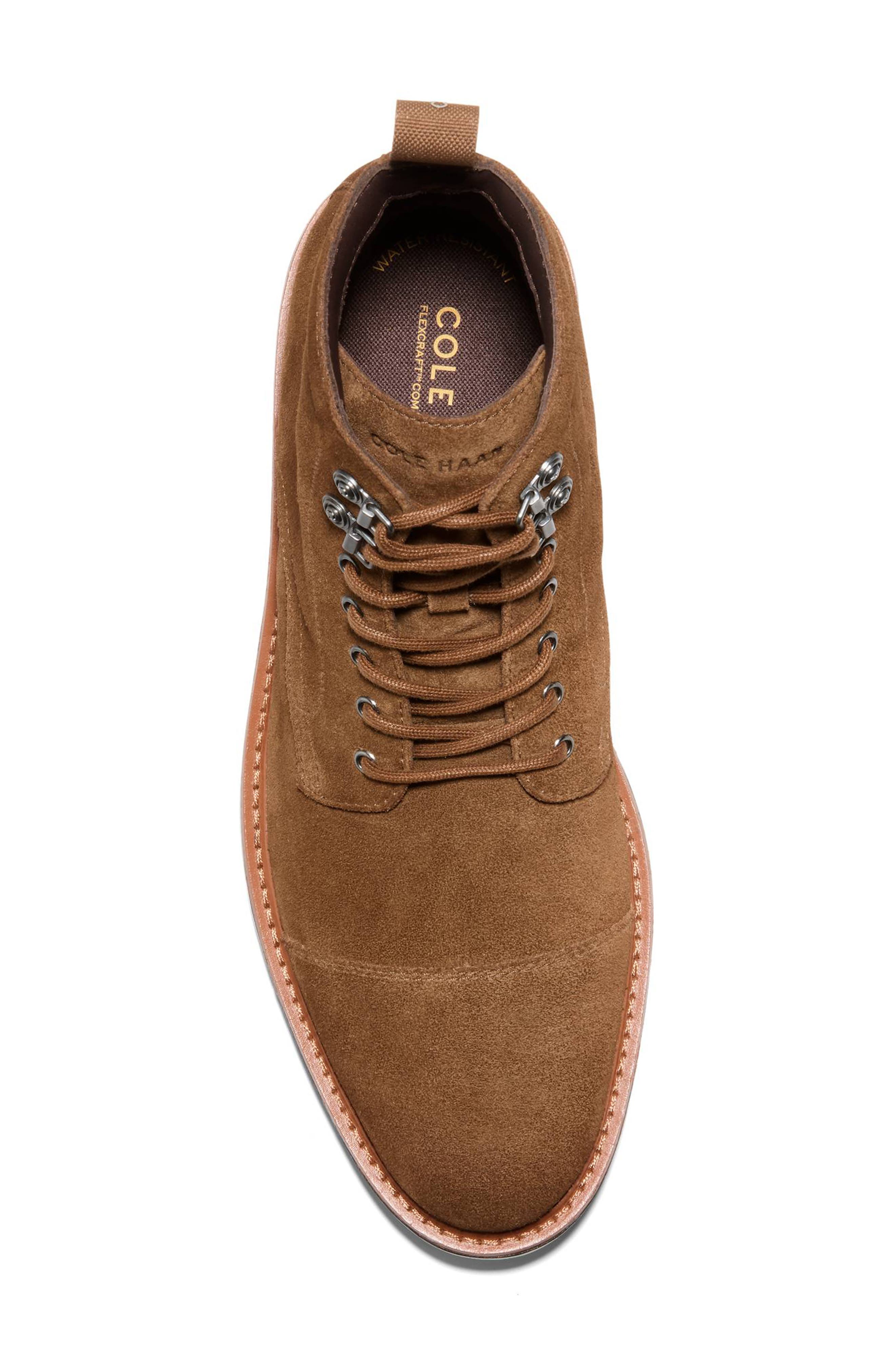 Cole Haan Chamberlain Cap Toe Boot, Alternate, color, Spiced Brown Suede /Dark Brown