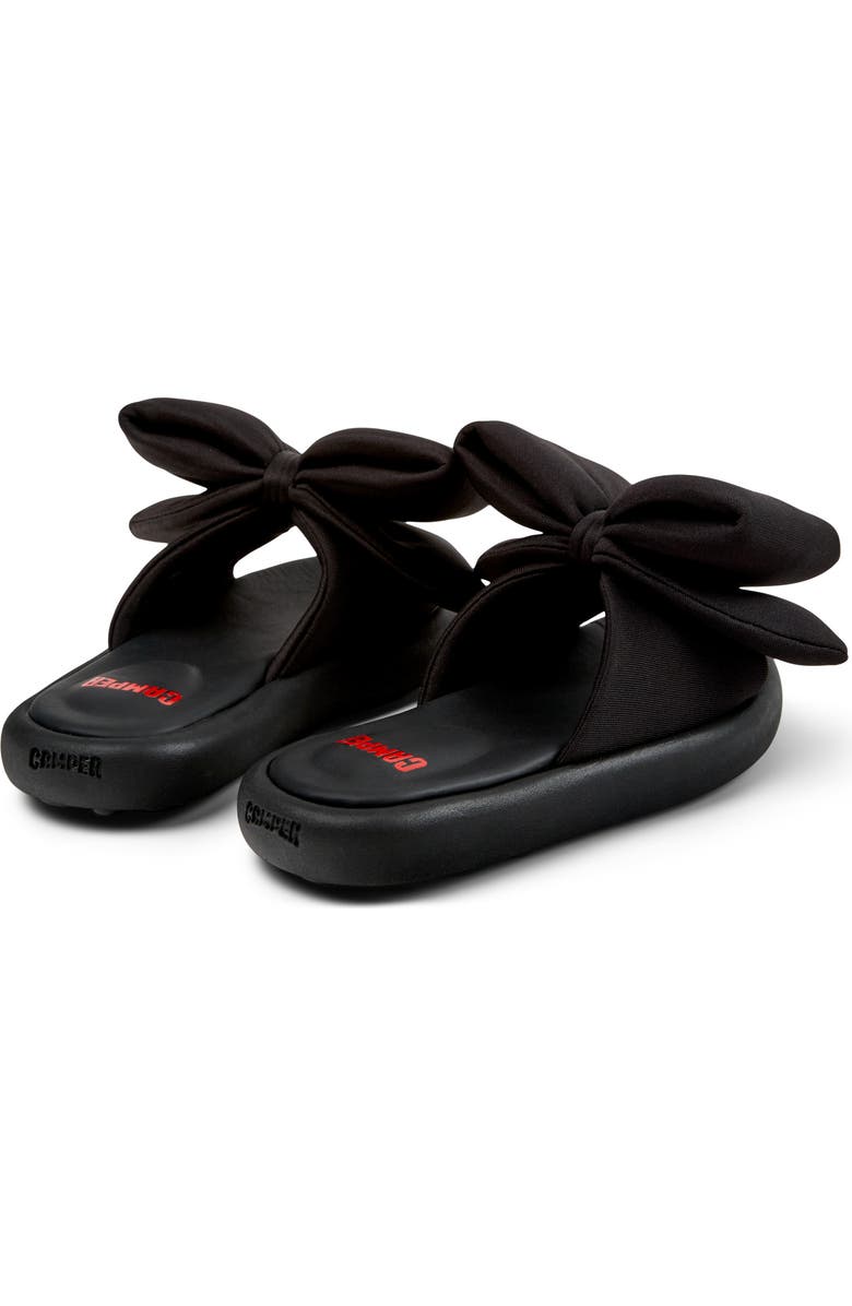 Camper Kids' Pelotas Plush Bow Slide Sandal, Alternate, color, Black