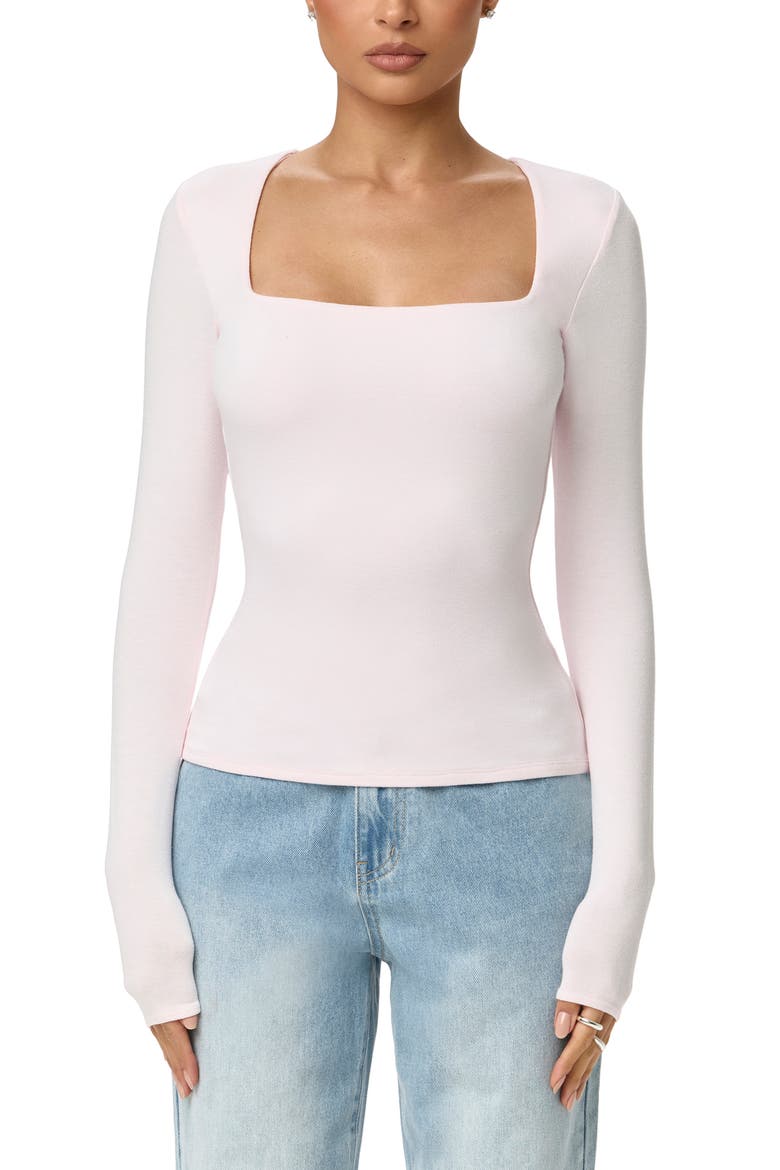 Square Neck Crop Top, Main, color, PALE PINK