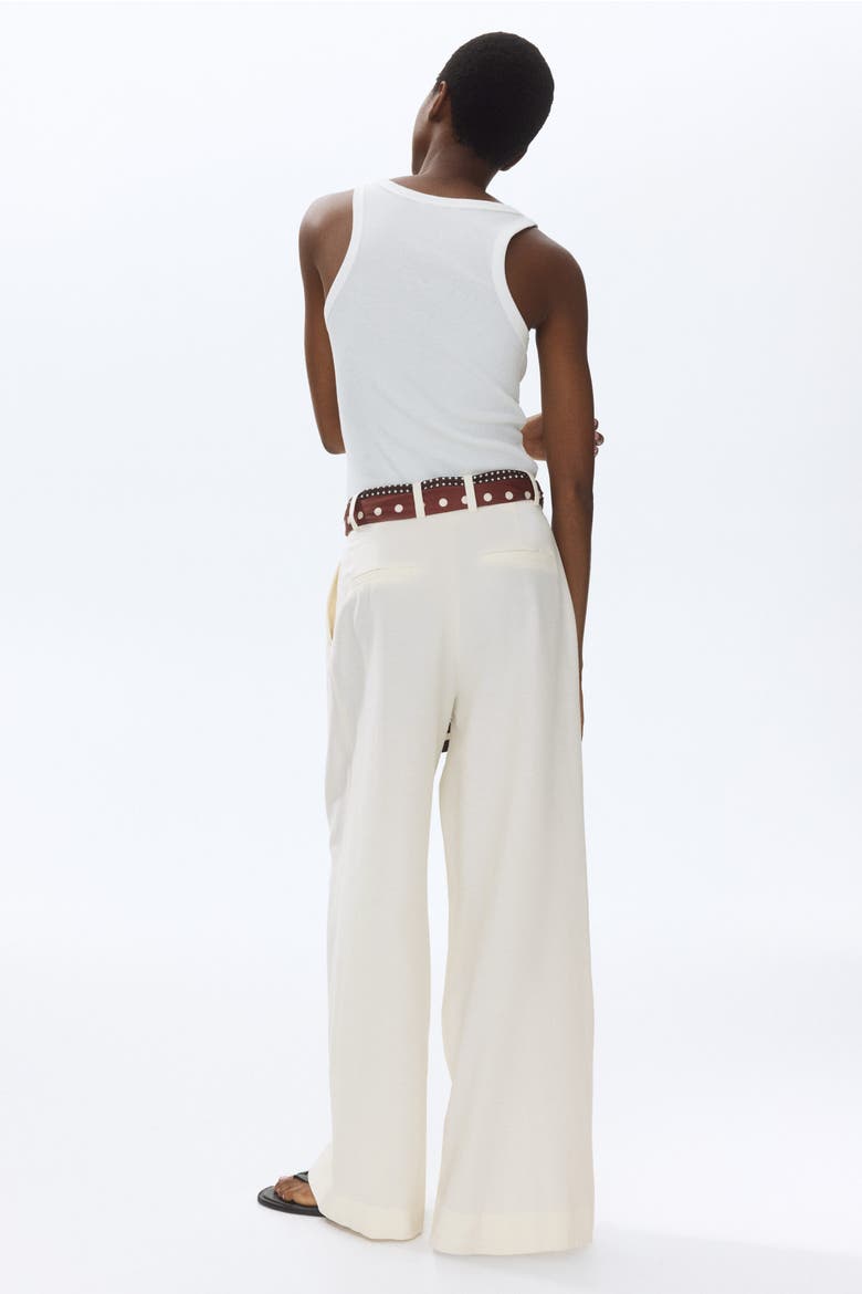 Linen-blend Scarf-detail Trousers, Alternate, color, Cream