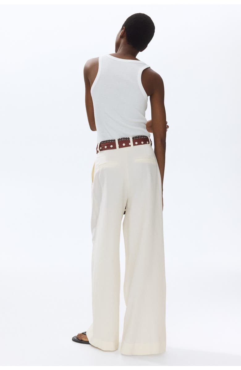 H&M Linen-blend Scarf-detail Trousers, Alternate, color, Cream