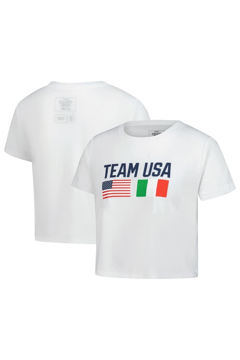 Women's White Team USA Country Flags Loose Cropped T-Shirt, Main, color, White