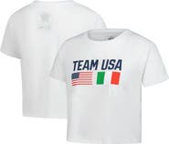 Outerstuff Women's White Team USA Country Flags Loose Cropped T-Shirt
