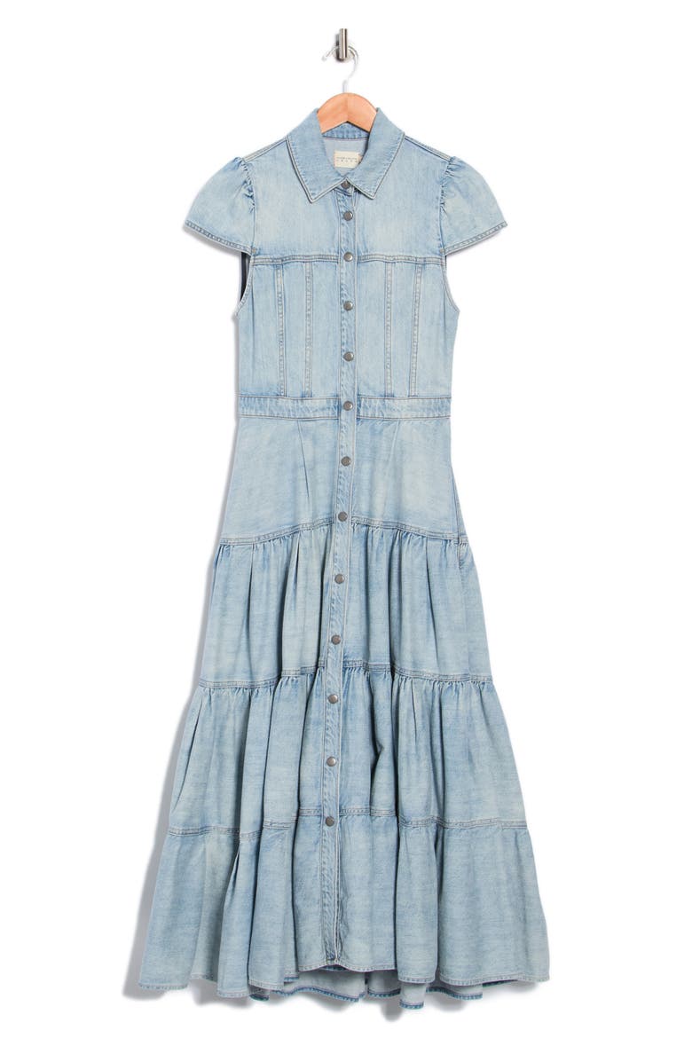 Patsy Tiered Denim Shirtdress, Alternate, color, LIGHT ADELE