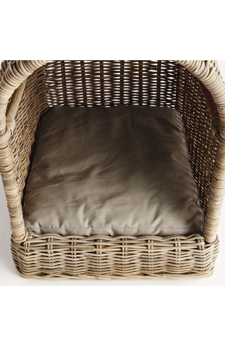 Napa Home & Garden Normandy Canopy Enclosed Handwoven Small Raised Pet Bed 23.5" x 29", Alternate, color, Brown