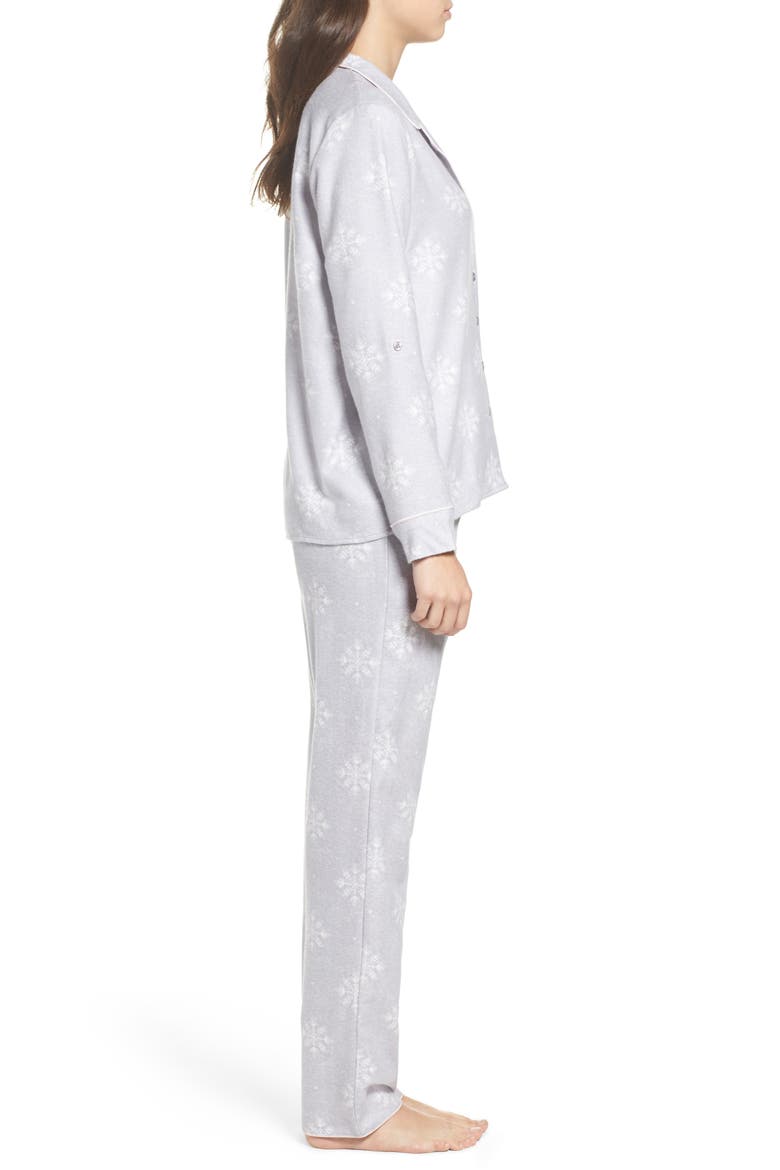 Lingerie Starlight Flannel Pajamas, Alternate, color, GREY STEEL HTHER SNOW CRYSTALS