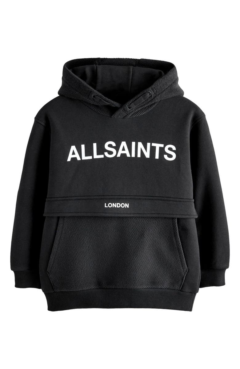 smALLSAINTS by ALLSAINTS Kids' Oversized Block Logo Graphic Hoodie, Main, color, Black