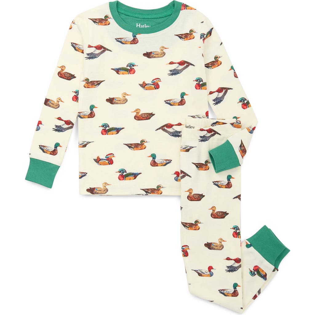Hatley Kids' Duck Decoy Two-piece Organic Cotton Pajamas In Multi