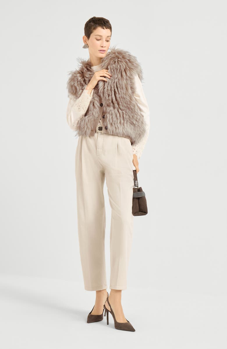 Brunello Cucinelli Baggy trousers with monili, Alternate, color, Cool Beige