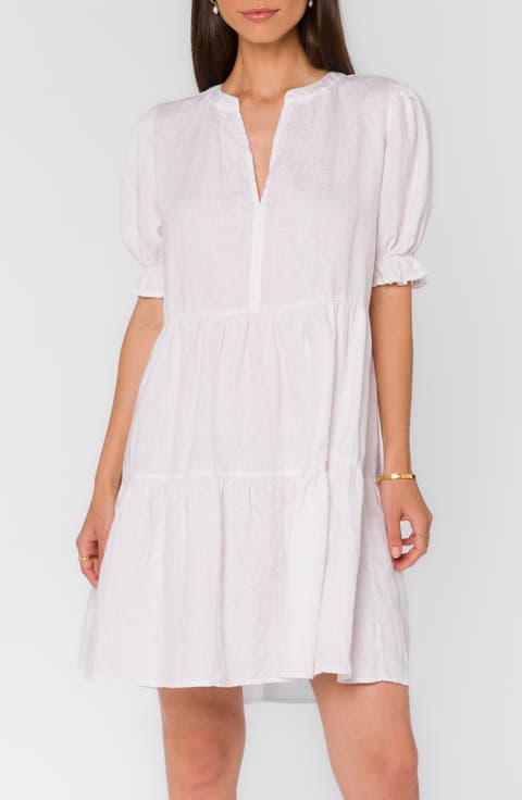 Tiered Linen Blend Dress